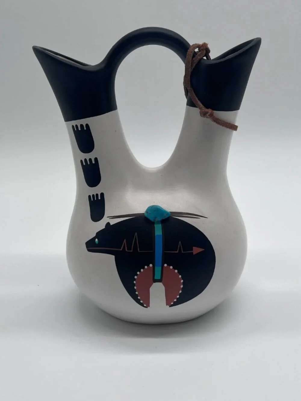 Navajo Wedding Vase Signed La Maya Hand Painted Southwestern Pottery